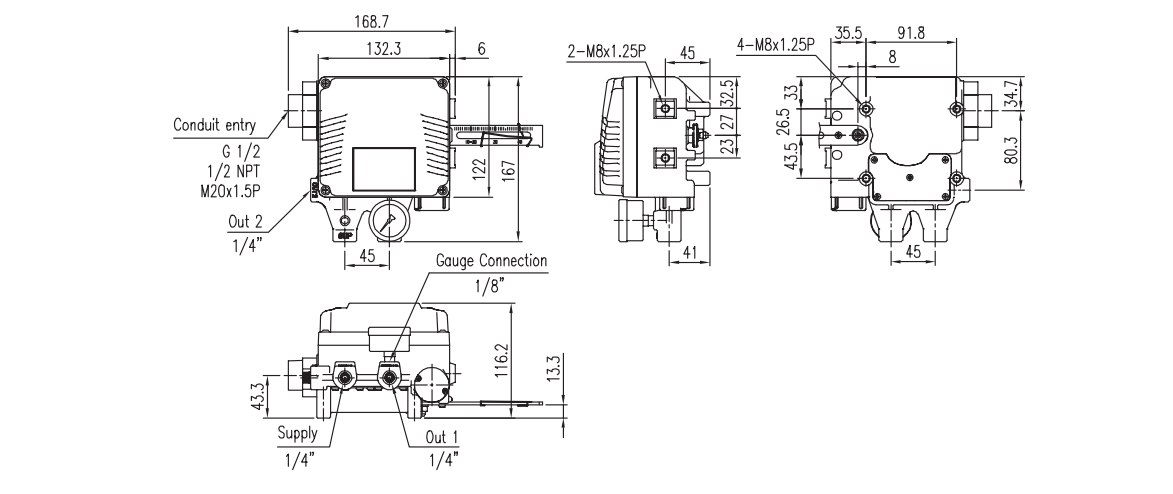 Dessin du positionneur YT1000L